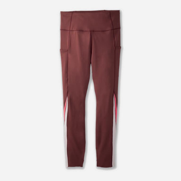 Brooks Method 7/8 Womens Cropped Running Leggings Ireland Burgundy/Terracotta/Fluoro Pink (XKEJ-4071